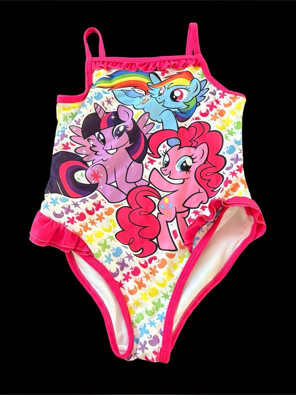 My little pony girls 6 one piece bathing swim suit rainbow ruffles pink